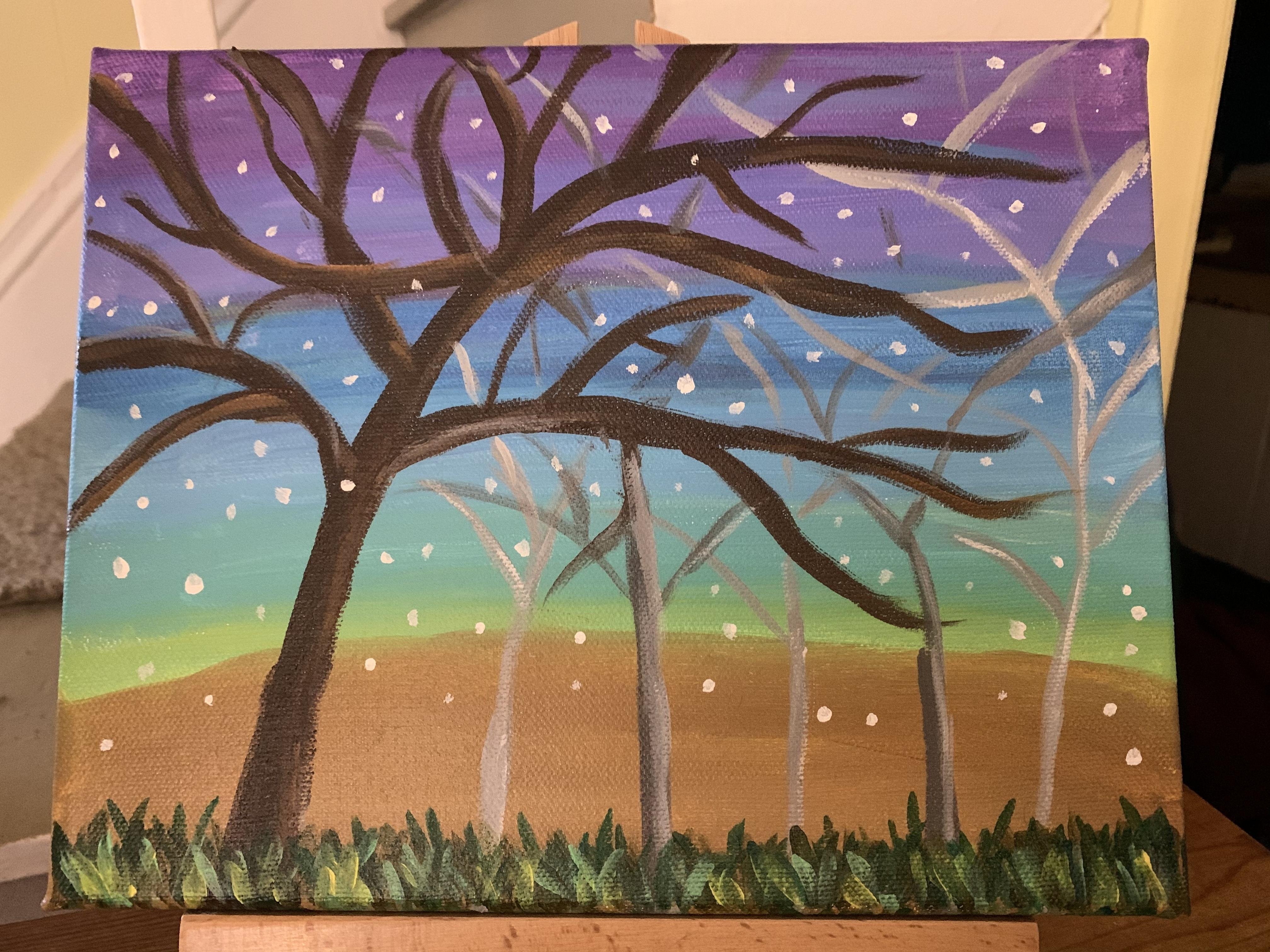 Rainbow sky and trees - student project