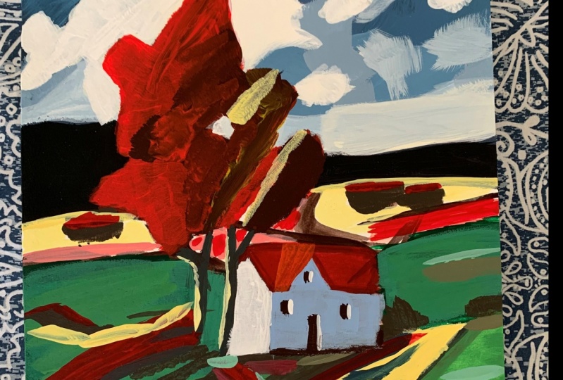 Impressionistic Acrylic Landscape Painting for beginners Clean colors