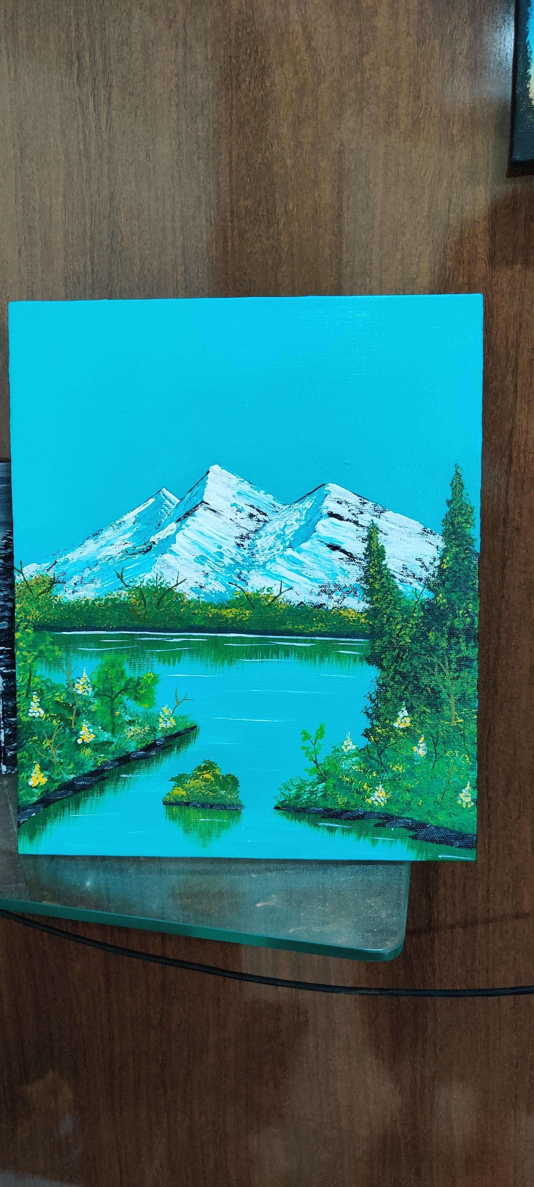 Snow peak lake painting - student project