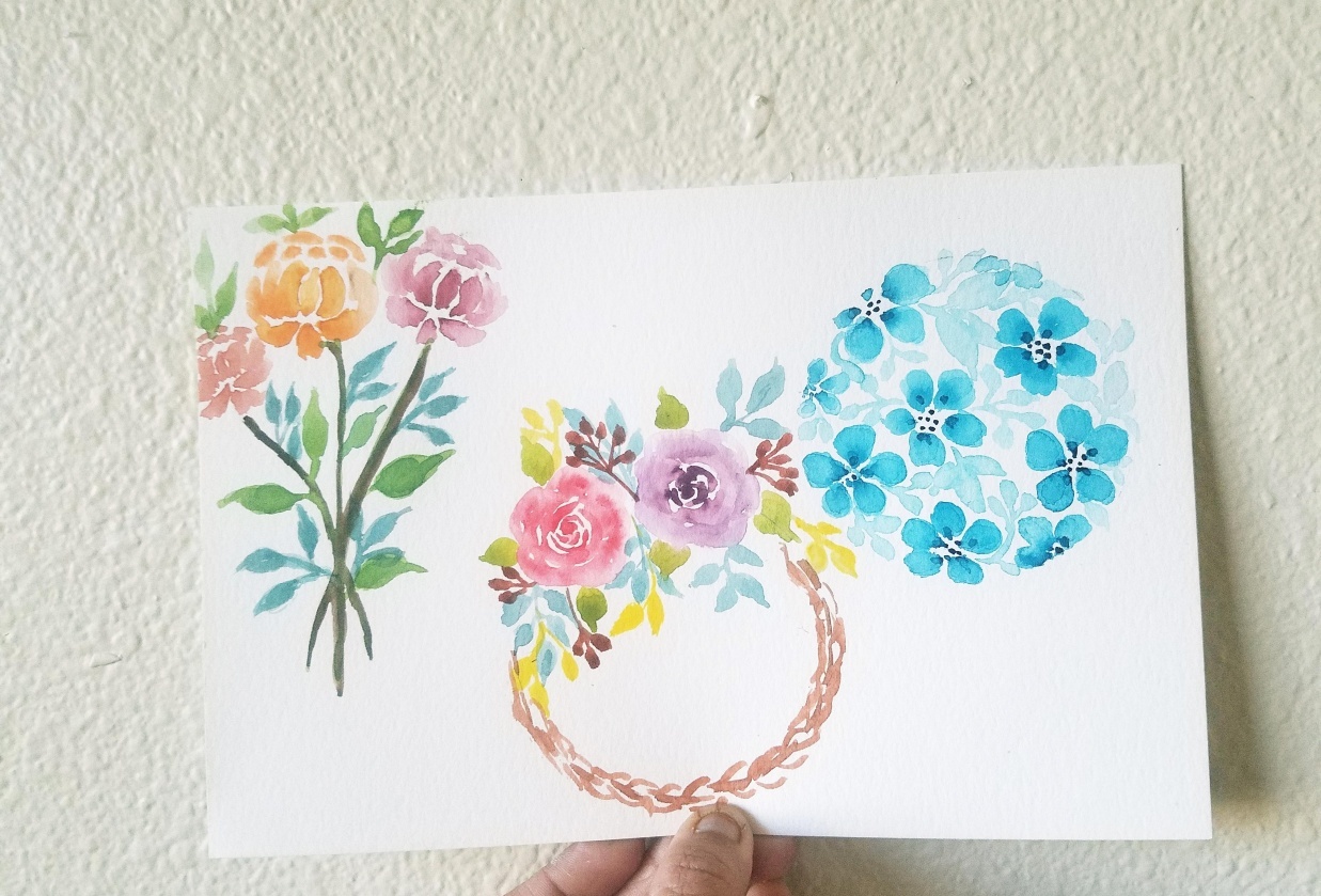 Brush pen loose florals - student project
