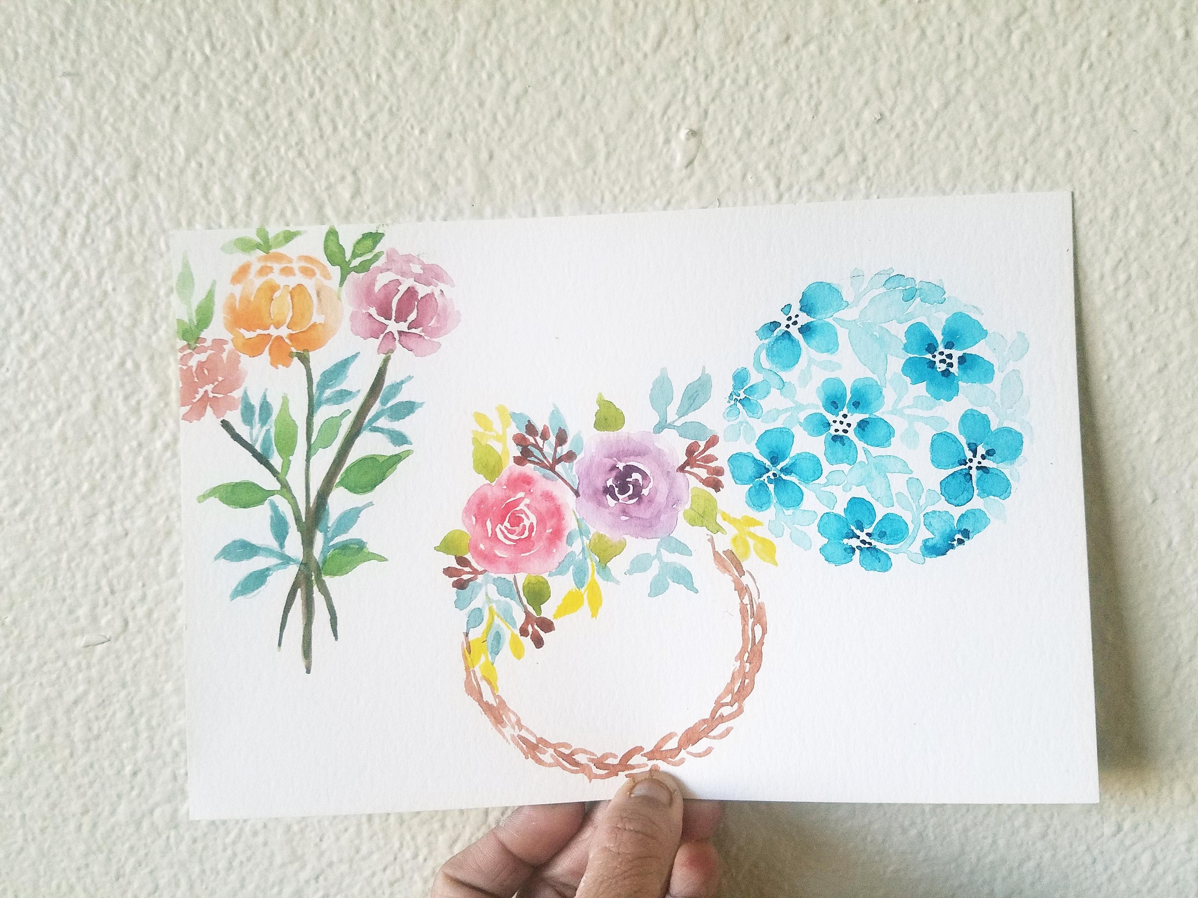 Brush pen loose florals - student project