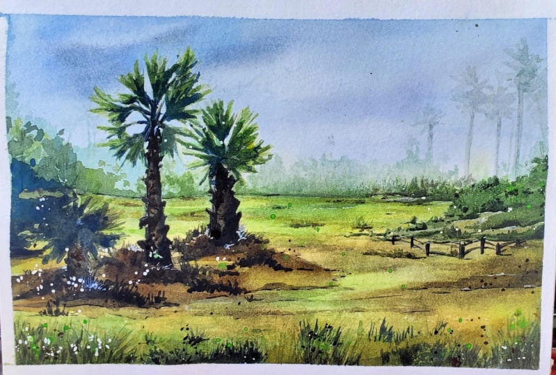Watercolor Palm Trees