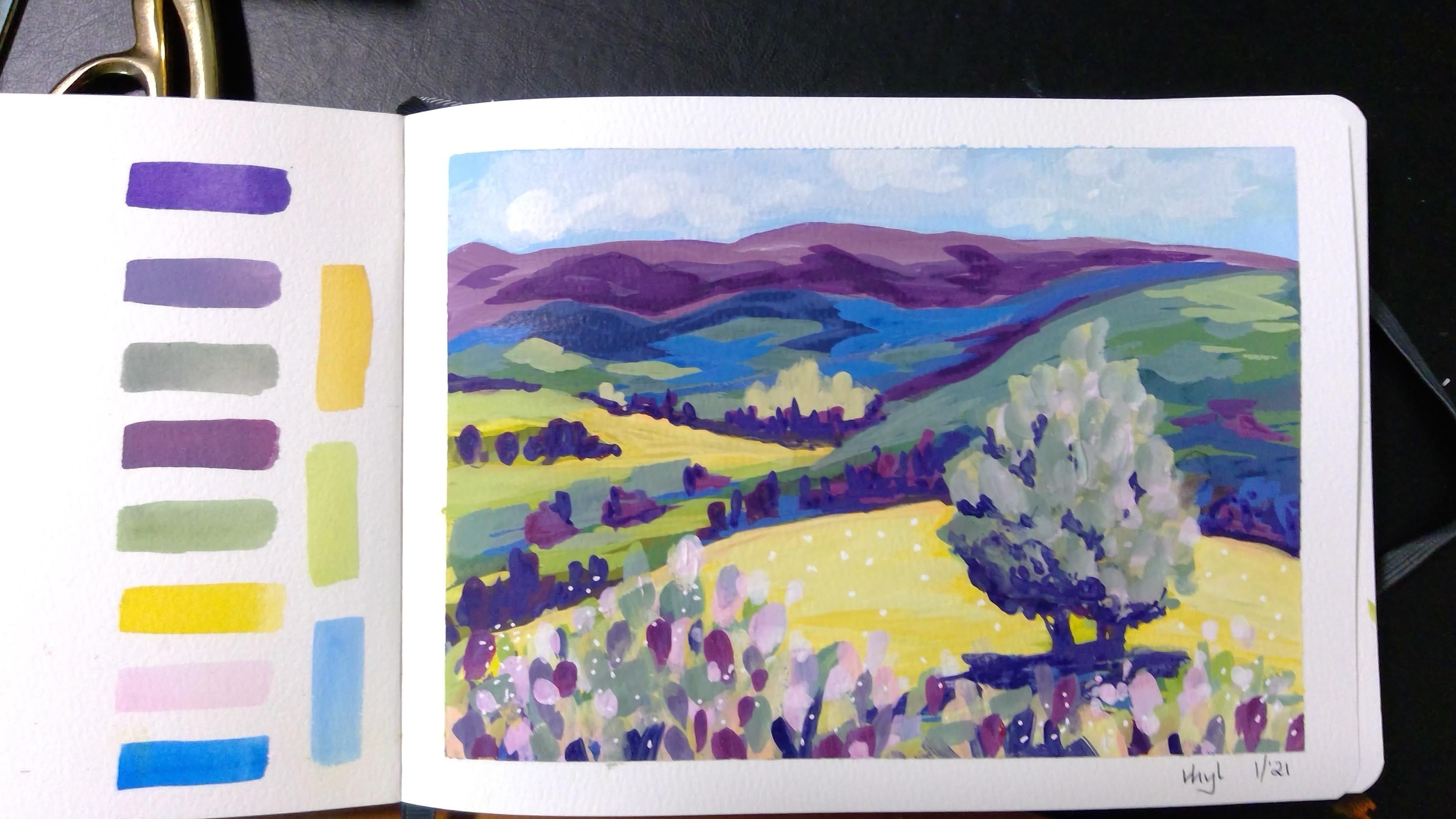 Gouache landscape -  with Clair Bremner - student project