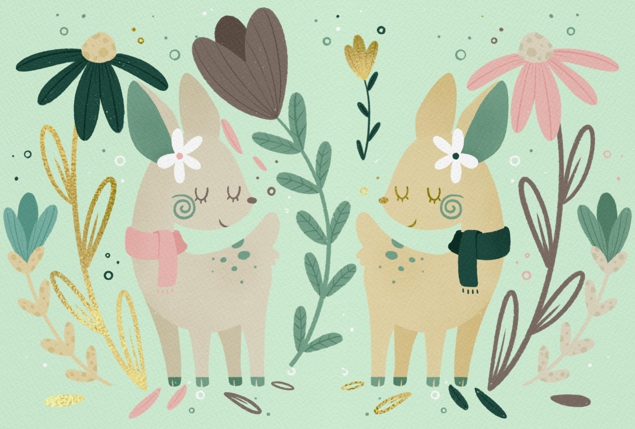Tiny Deer & Big Flowers - student project