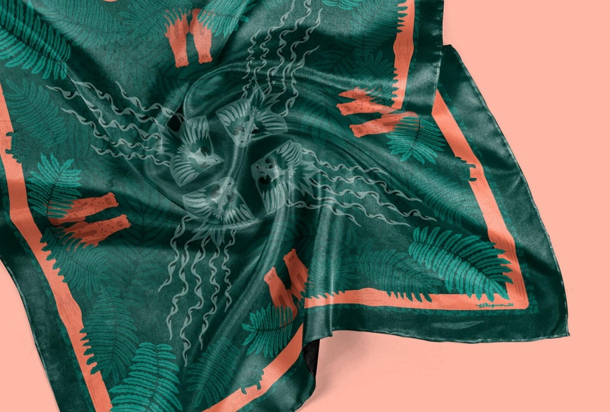Square Scarf Inspired by Vietnam - student project