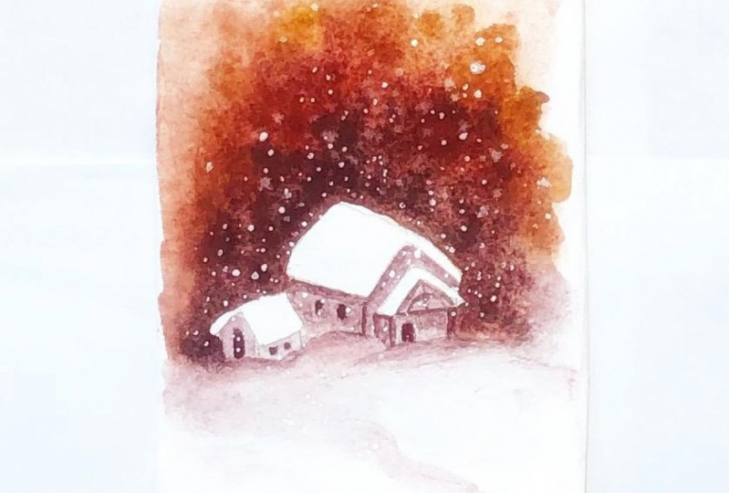 Wintery watercolor splashes