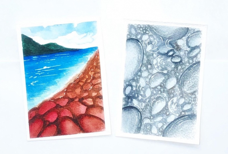 Watercolor pebbles