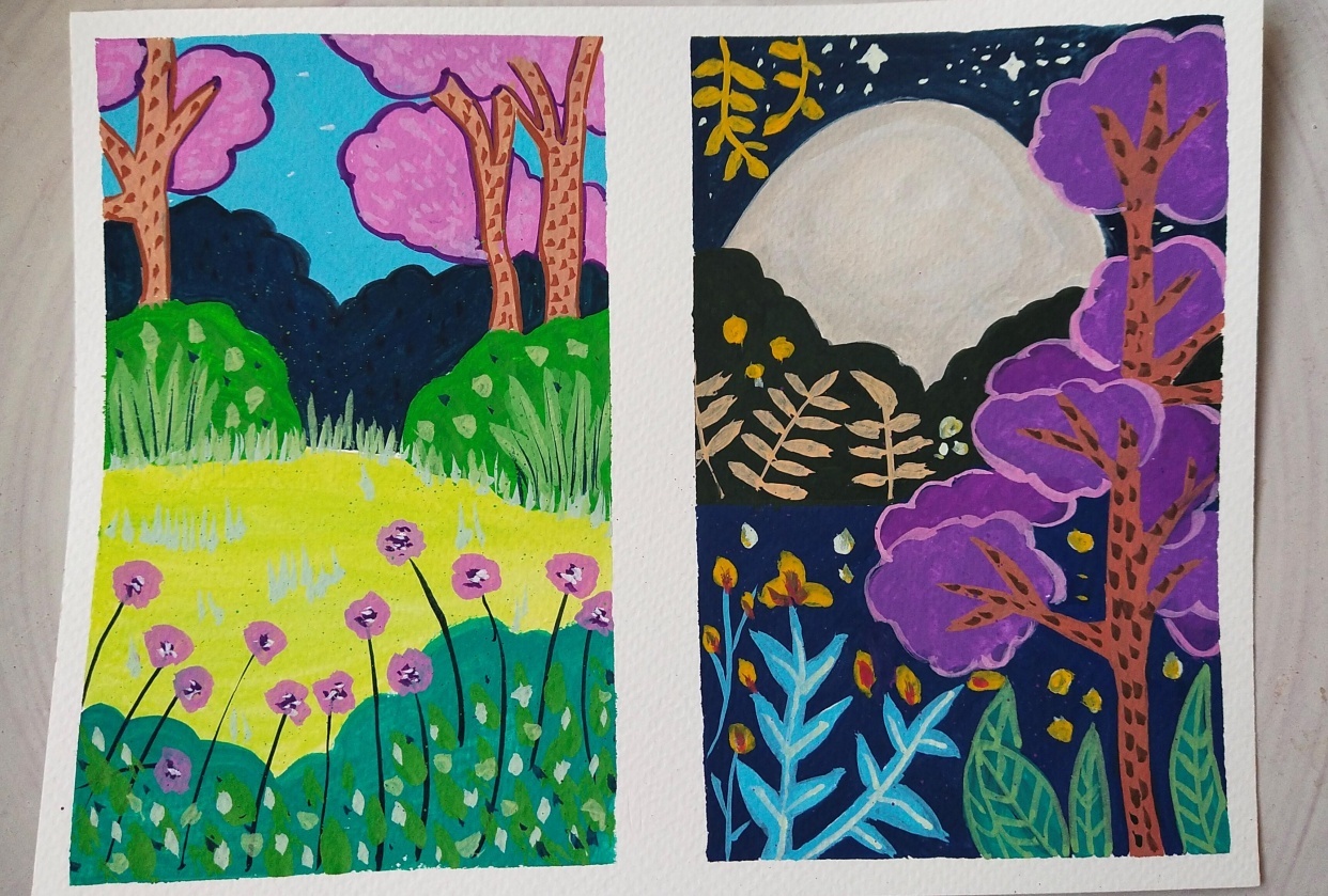 Gouache illustrative Landscapes - student project