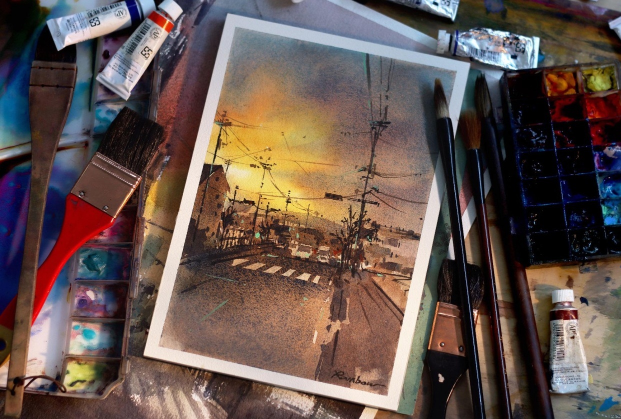 Painting Watercolor Cityscapes Series (#2) Step by Step Walkthrough - student project