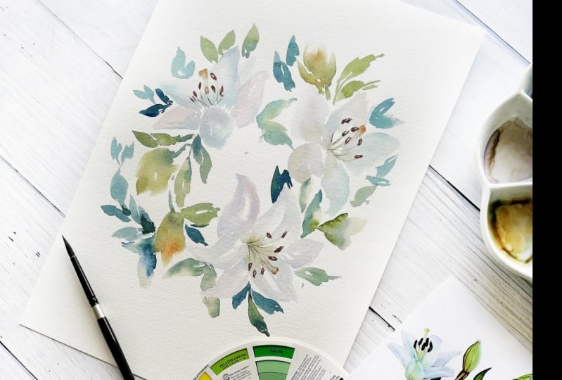How to mix White in Watercolors. White Lilies