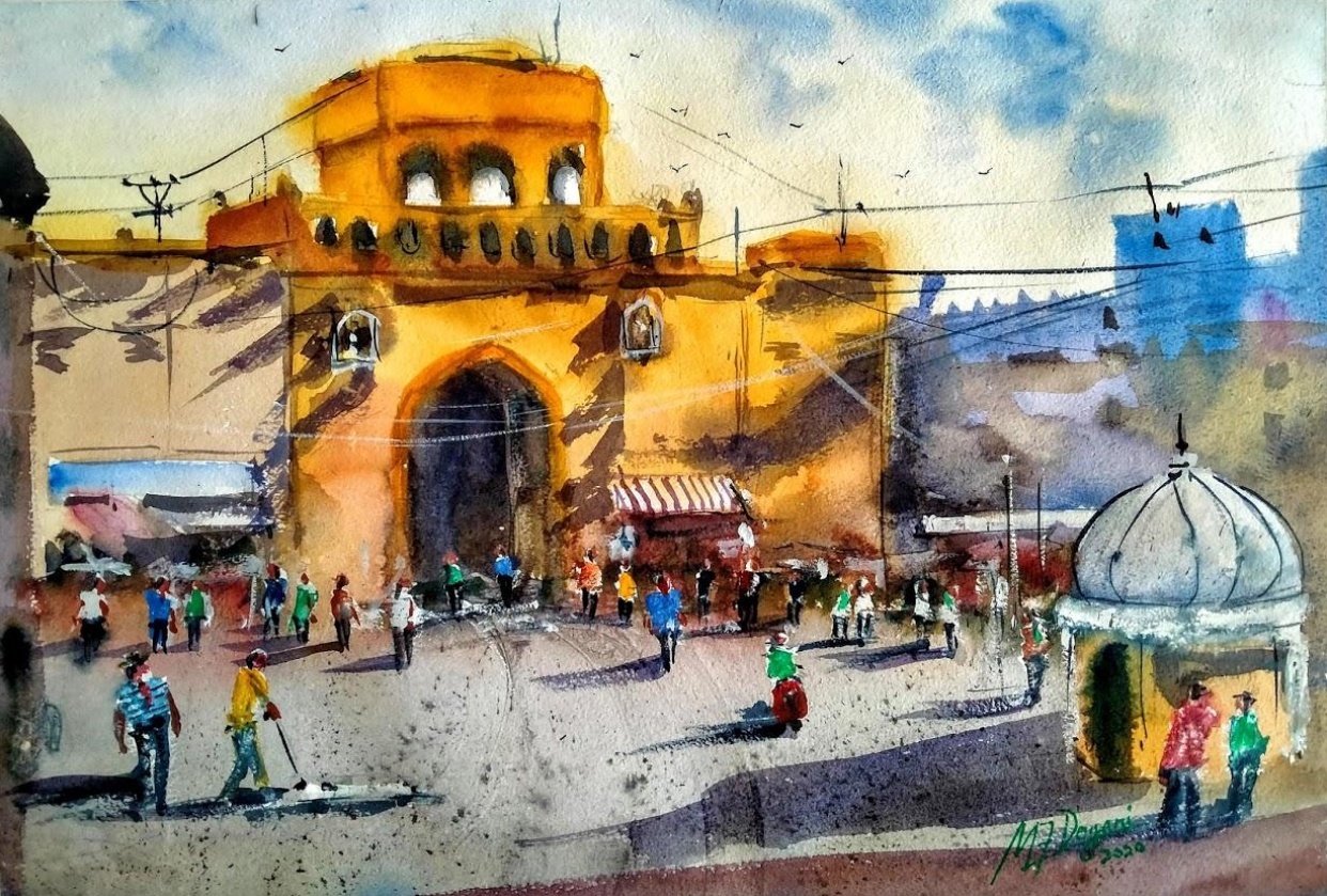 Old Cityscape in Watercolors - student project