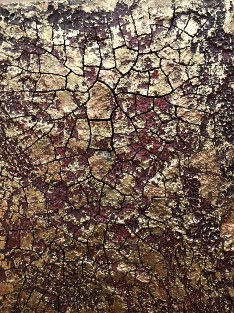 experiment with texture, acrylic paint and gold leaf - student project