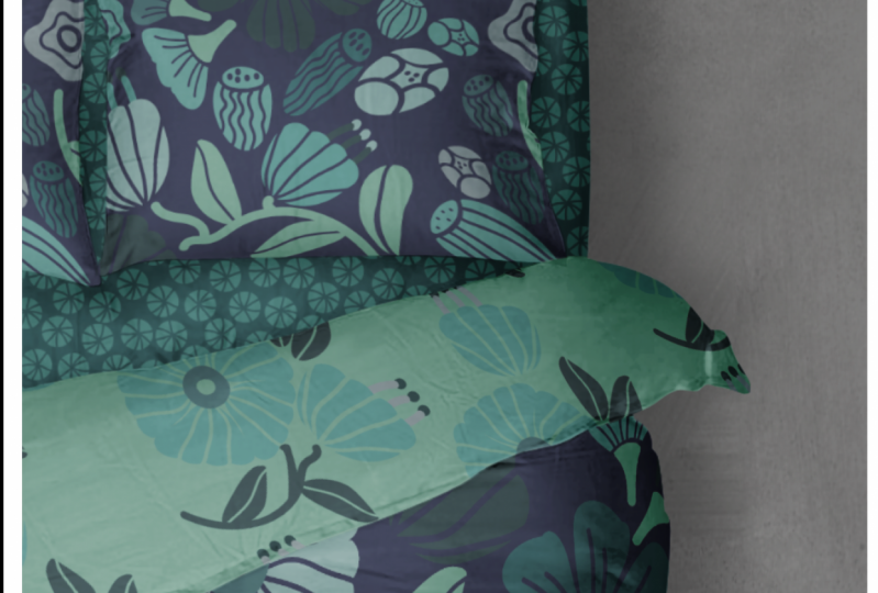 Negative Space-Flower Toss in Teal