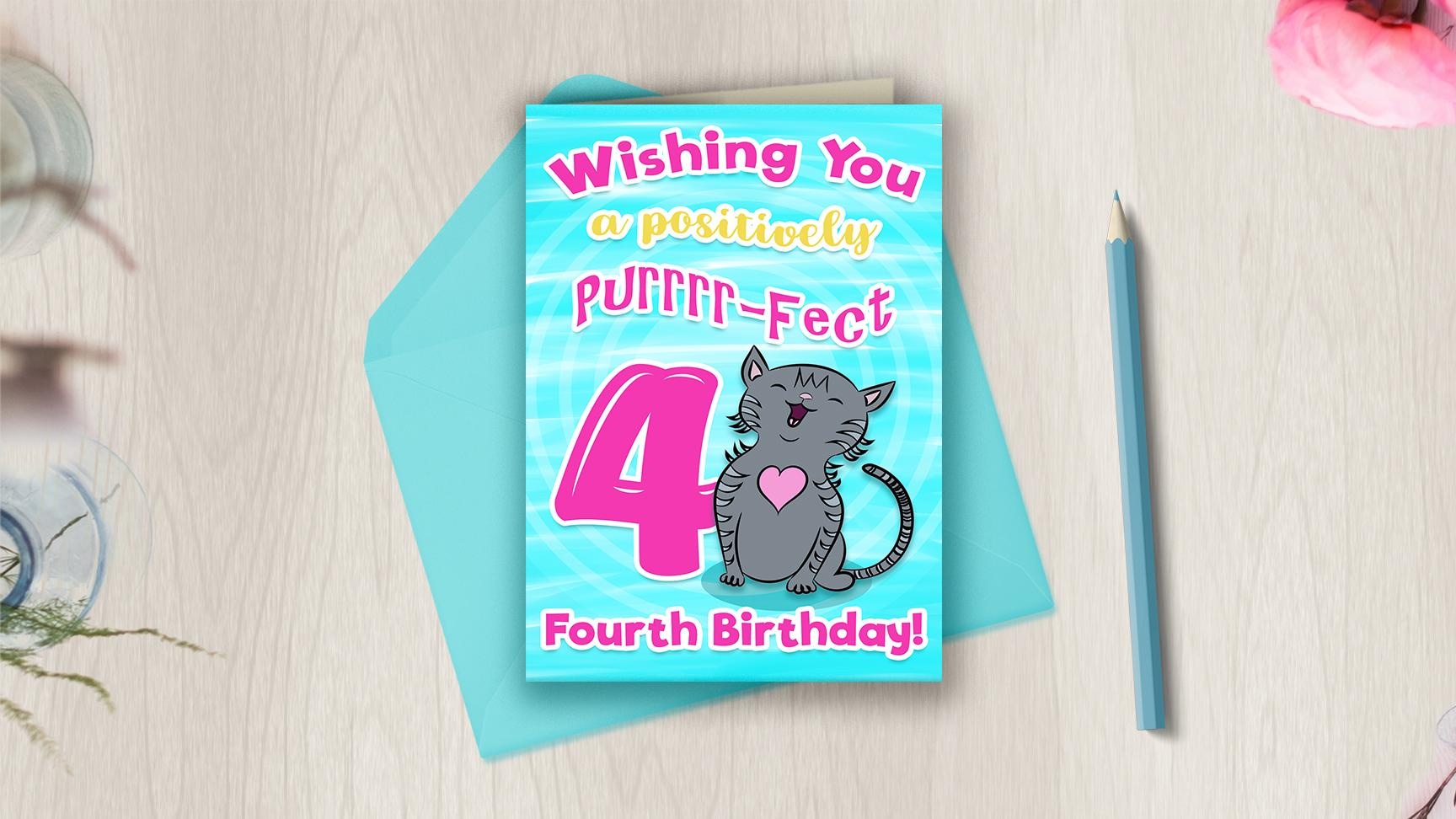 Purrrr-Fect 4th Birthday Card - student project