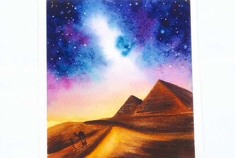 Watercolor desert