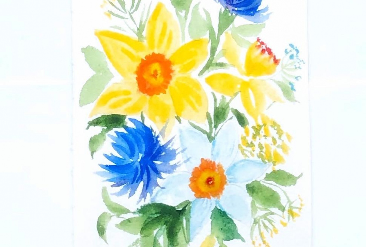Watercolor daffodils - student project