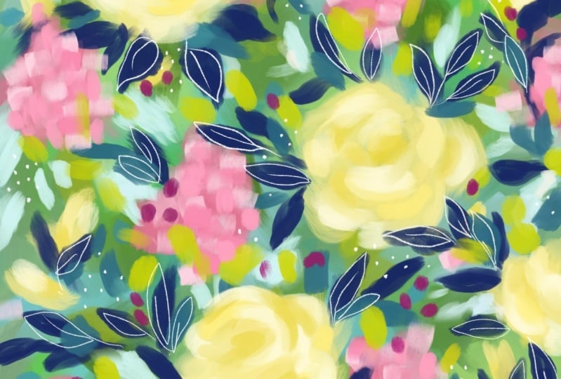 Loose abstract floral exercise