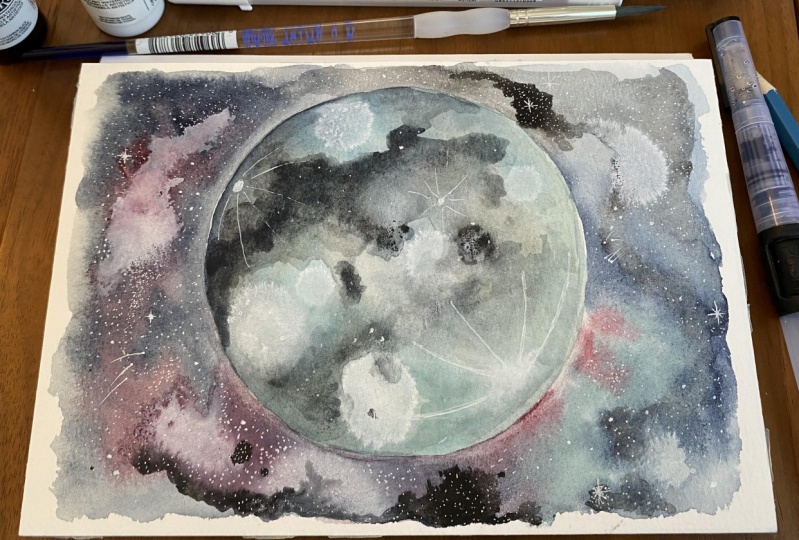 watercolor moon