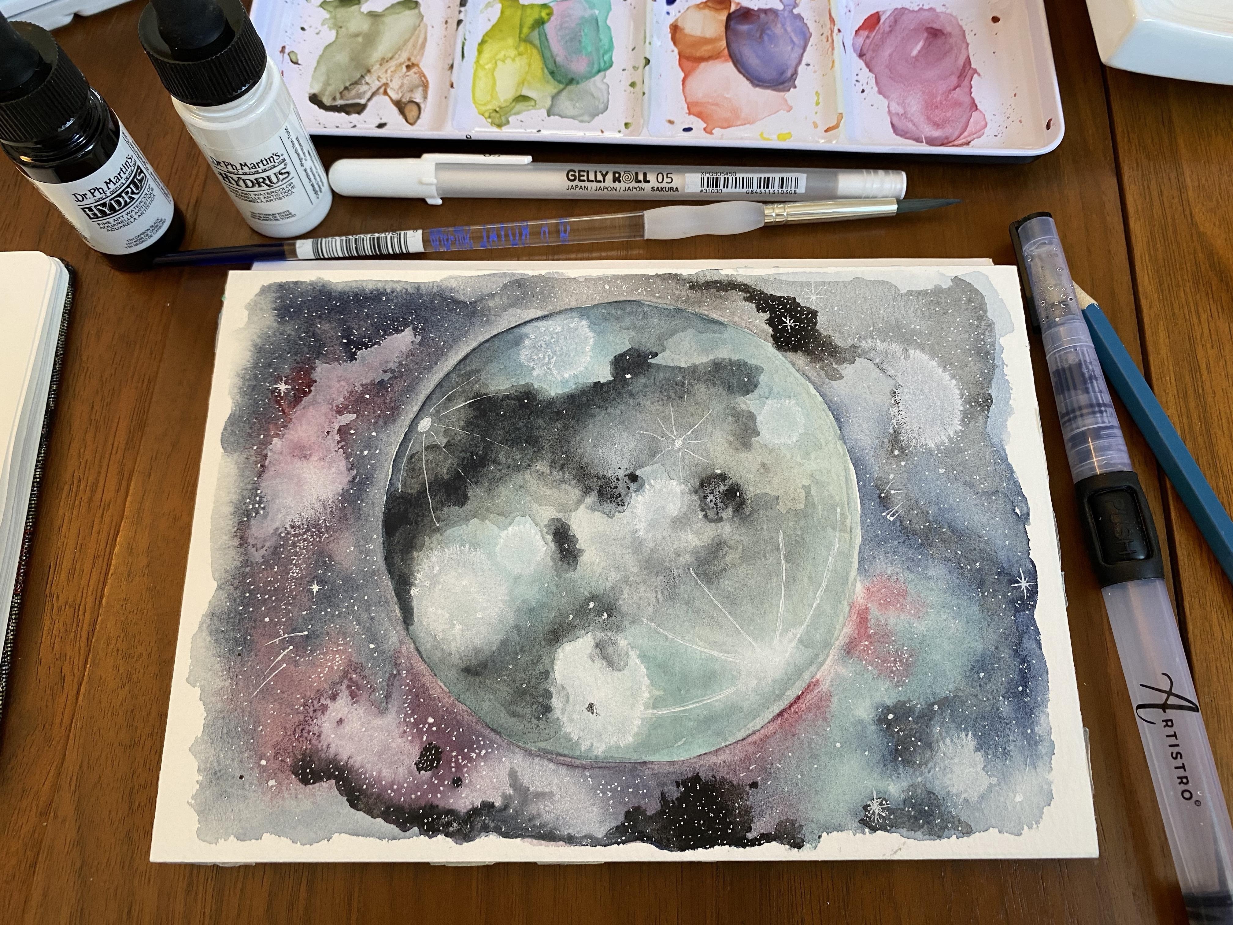 watercolor moon - student project