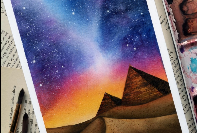 Watercolor Galaxy Desert
