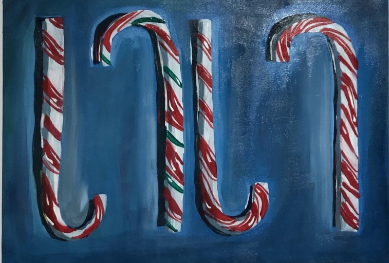 Acrylic Painting How to Paint Candy Canes with Acrylic Paint on Canvas
