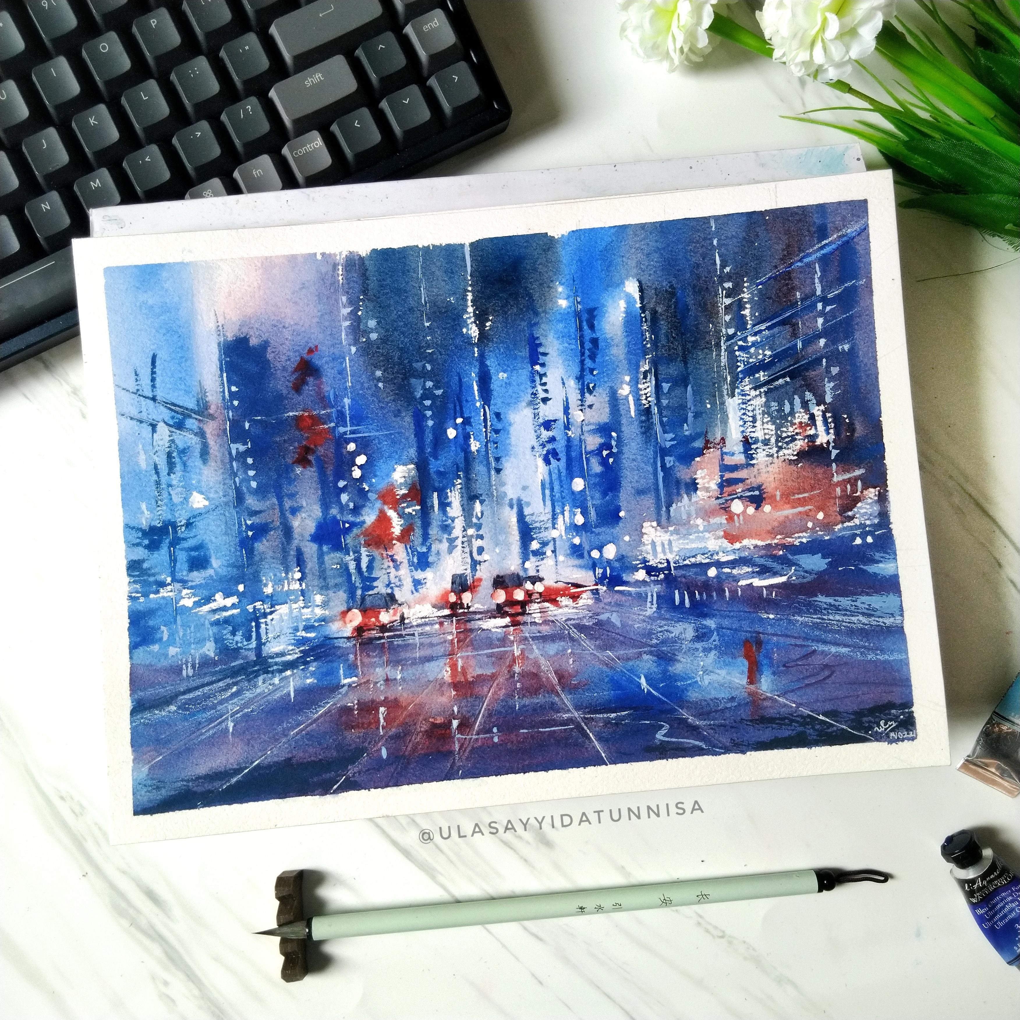 final project from Rainbow class : watercolor cityscape #3 - student project
