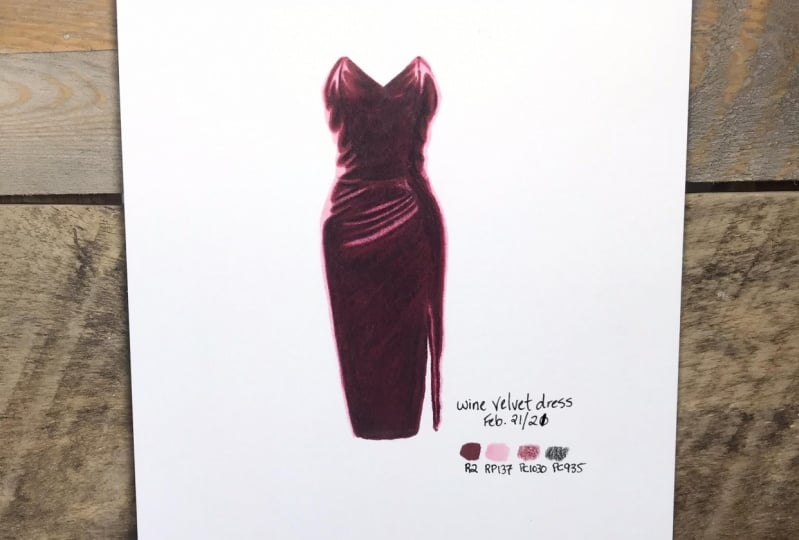 Wine velvet dress