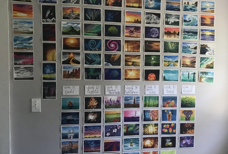 100 Days of Watercolor Wall