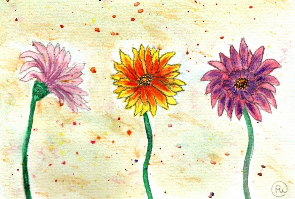 Bold gerbera style flowers - student project