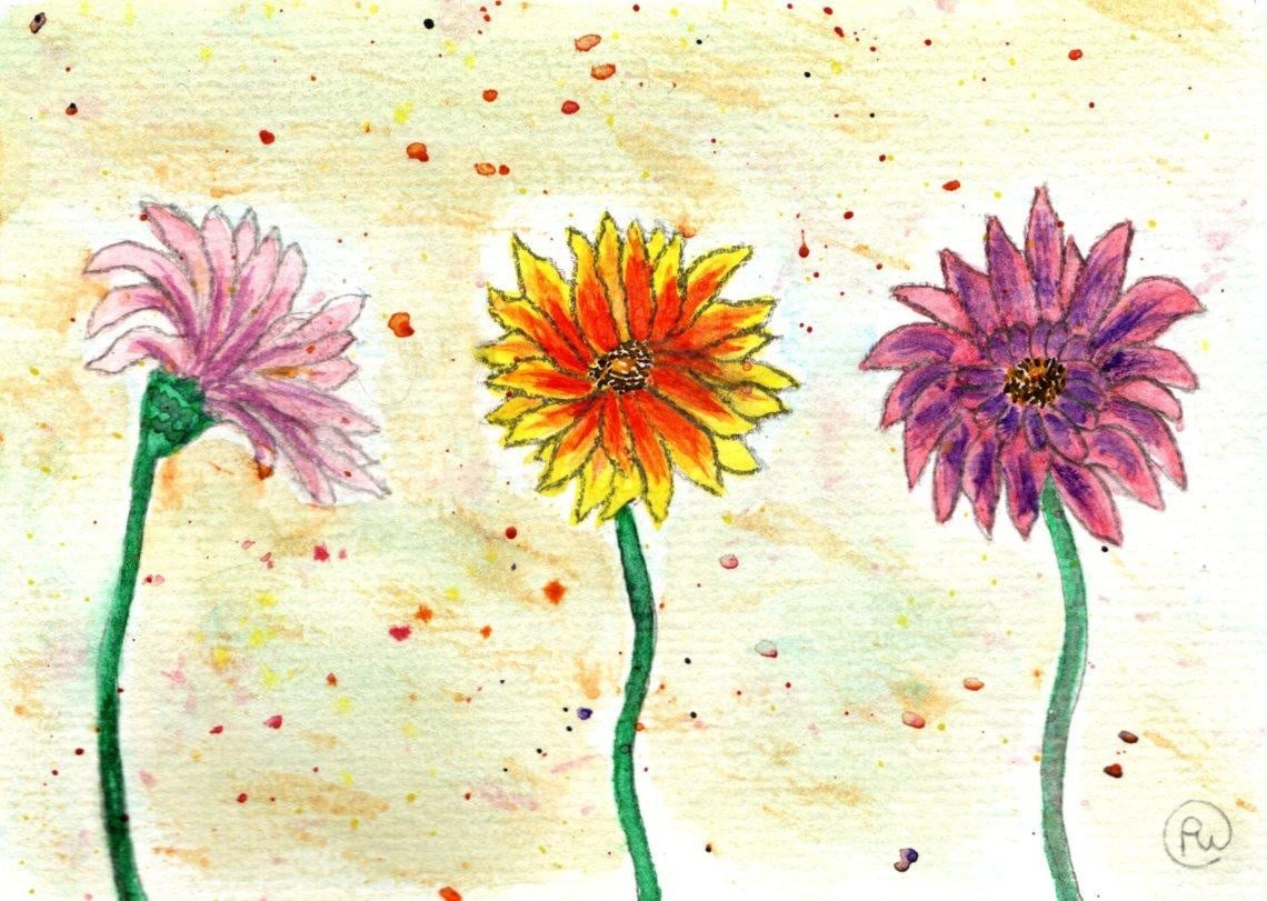 Bold gerbera style flowers - student project