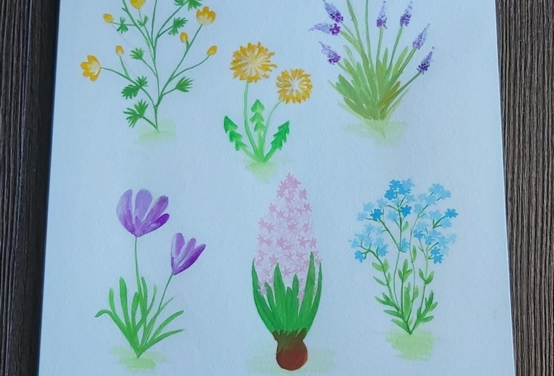 beautiful flowers in gouache