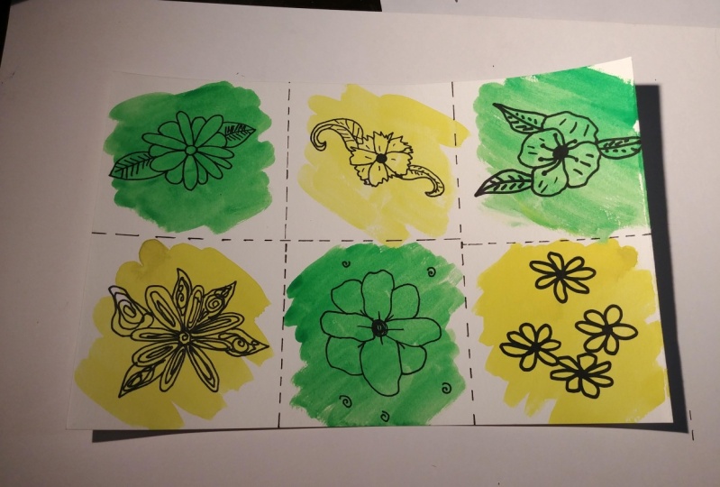simple flowers on bright colours