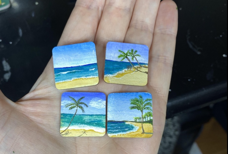 4 tiny coasters 2 cm square