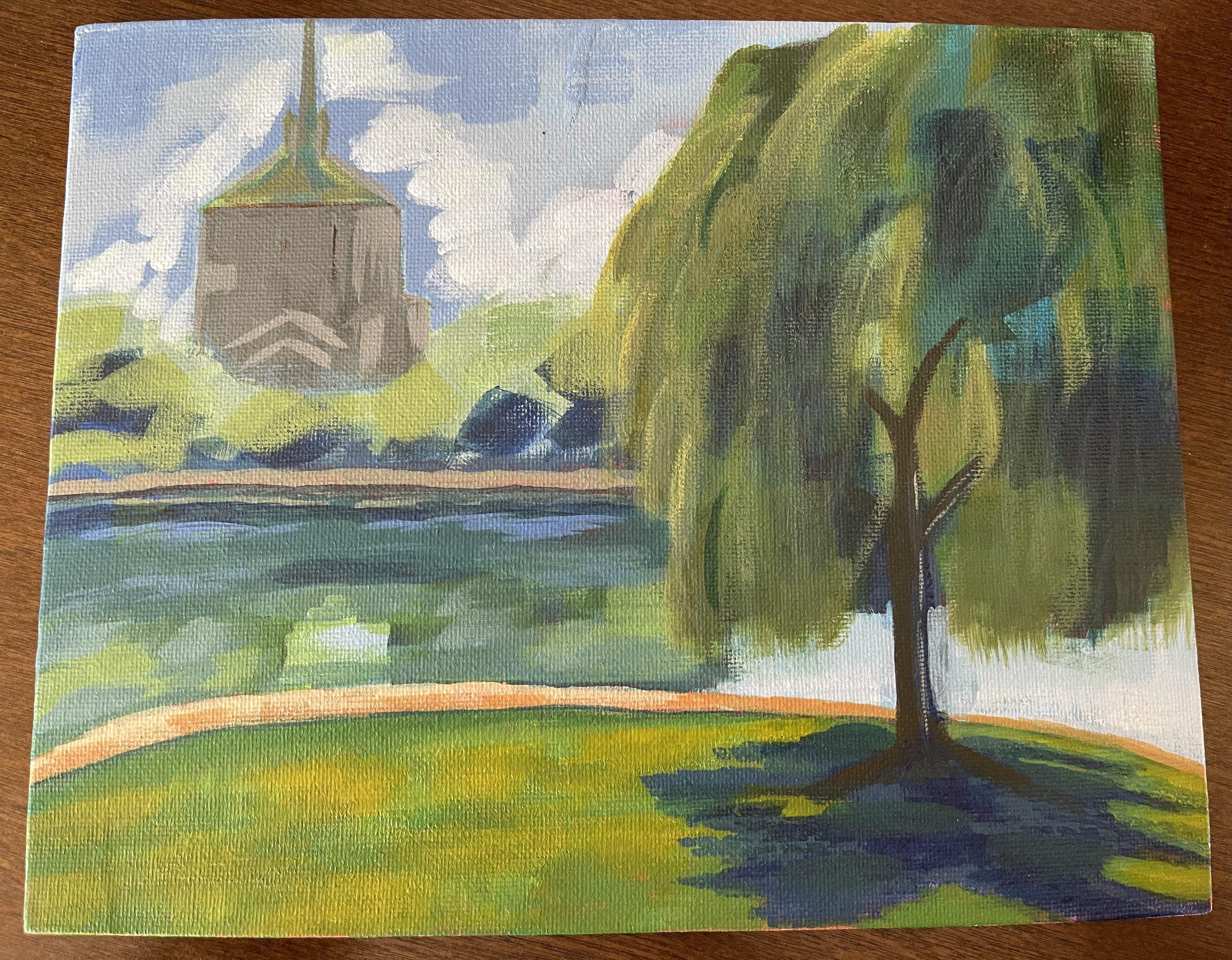 Impressionist Acrylic Landscape - student project