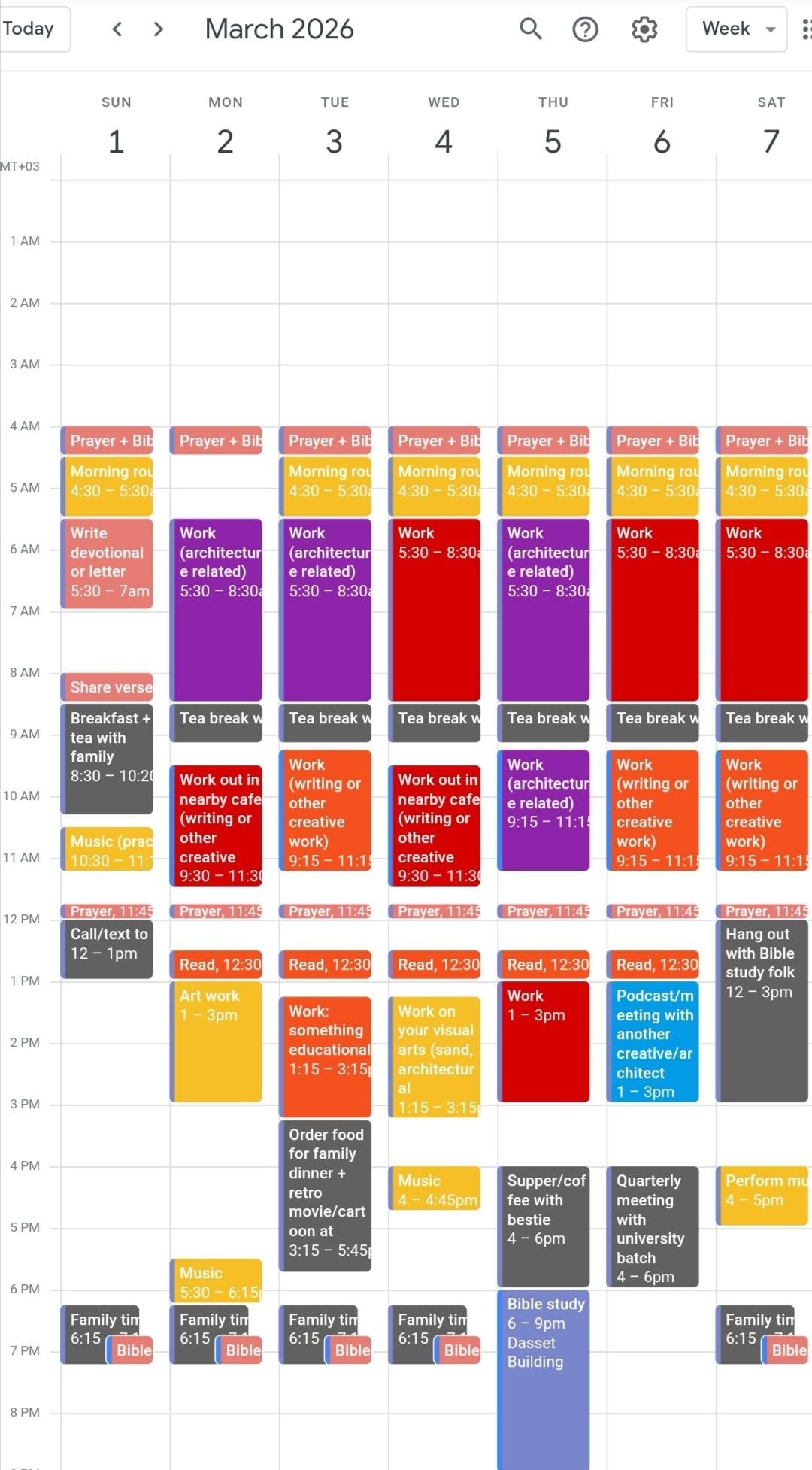 my 'ideal' week (march 2026) - student project