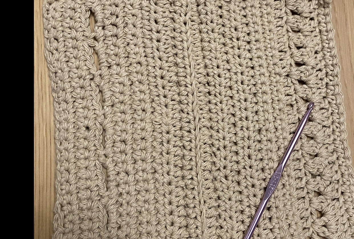 Sample dishcloth for all 3 kinds of stitches - student project