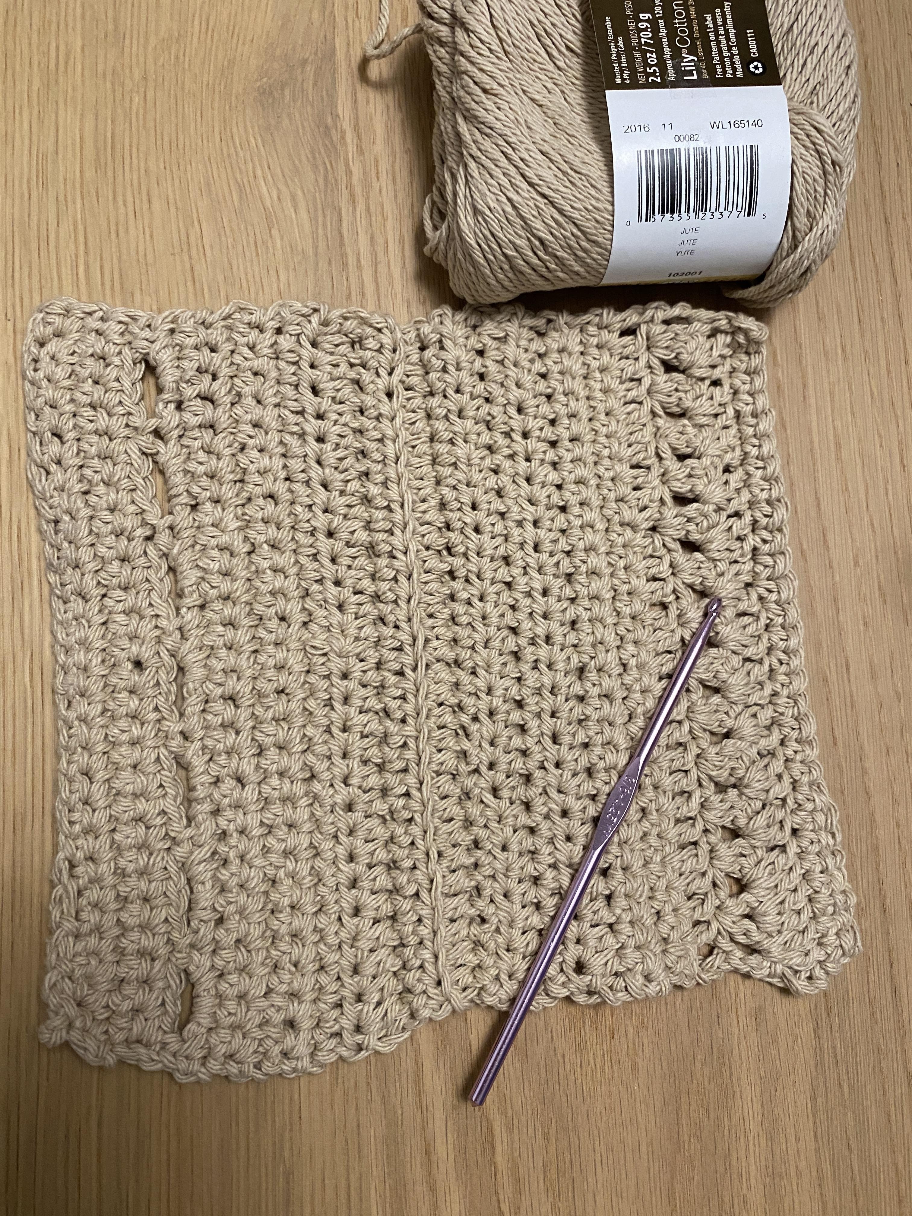 Sample dishcloth for all 3 kinds of stitches - student project