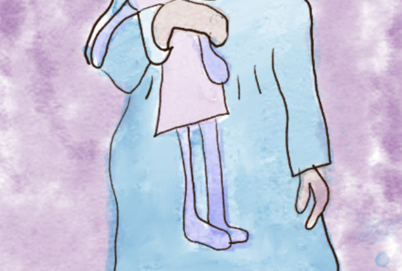 little girl  and bunny