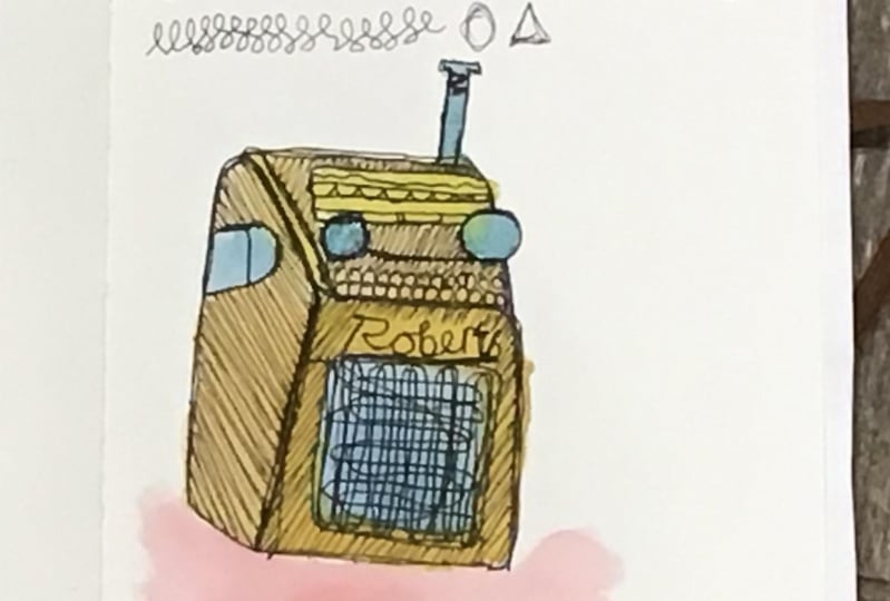 Robert’s radio line drawing. @inkartwork