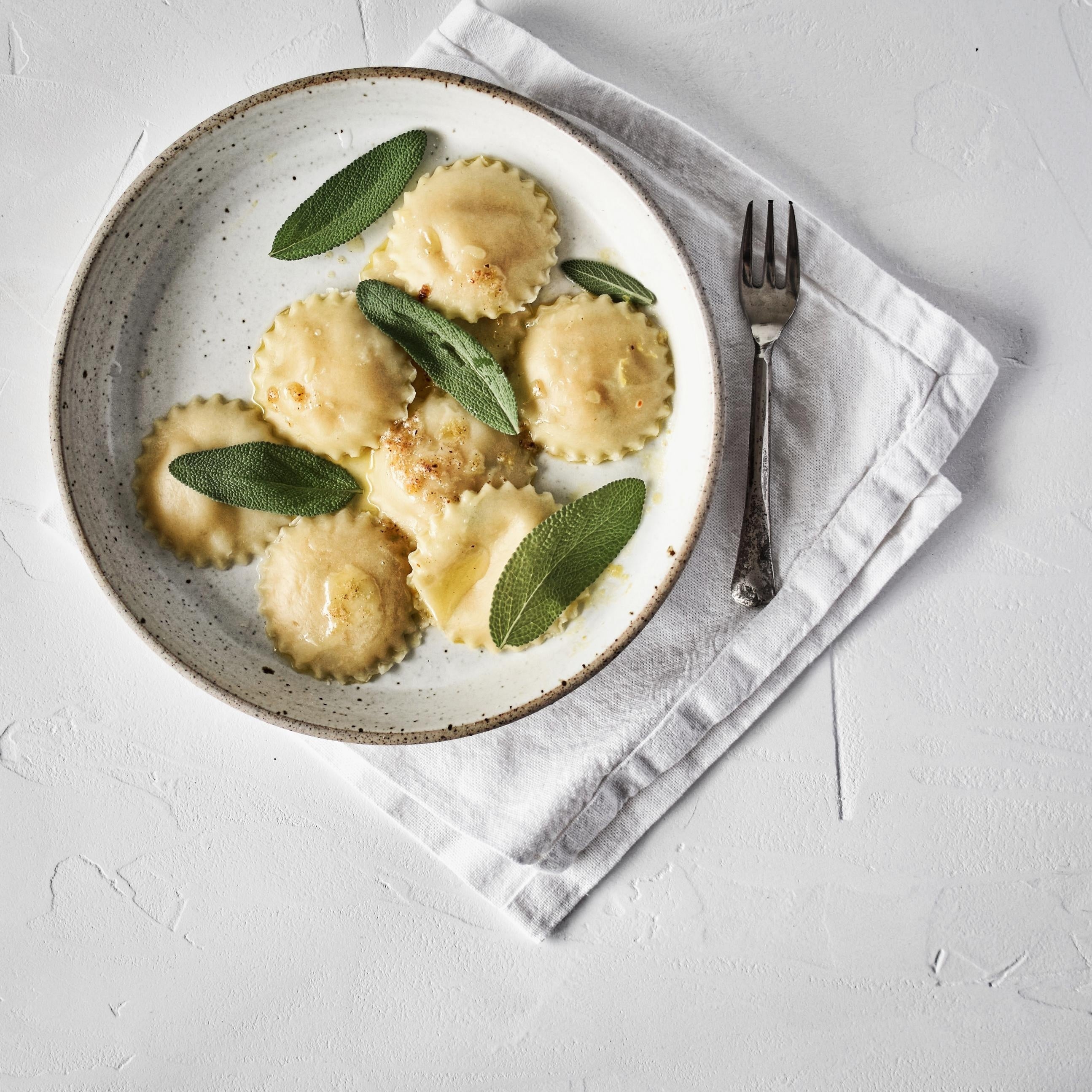 Pumpkin and Sage Ravioli with Burnt Butter - student project