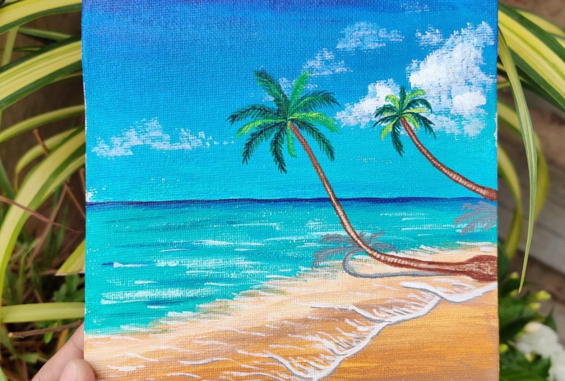 Beach and palm tree