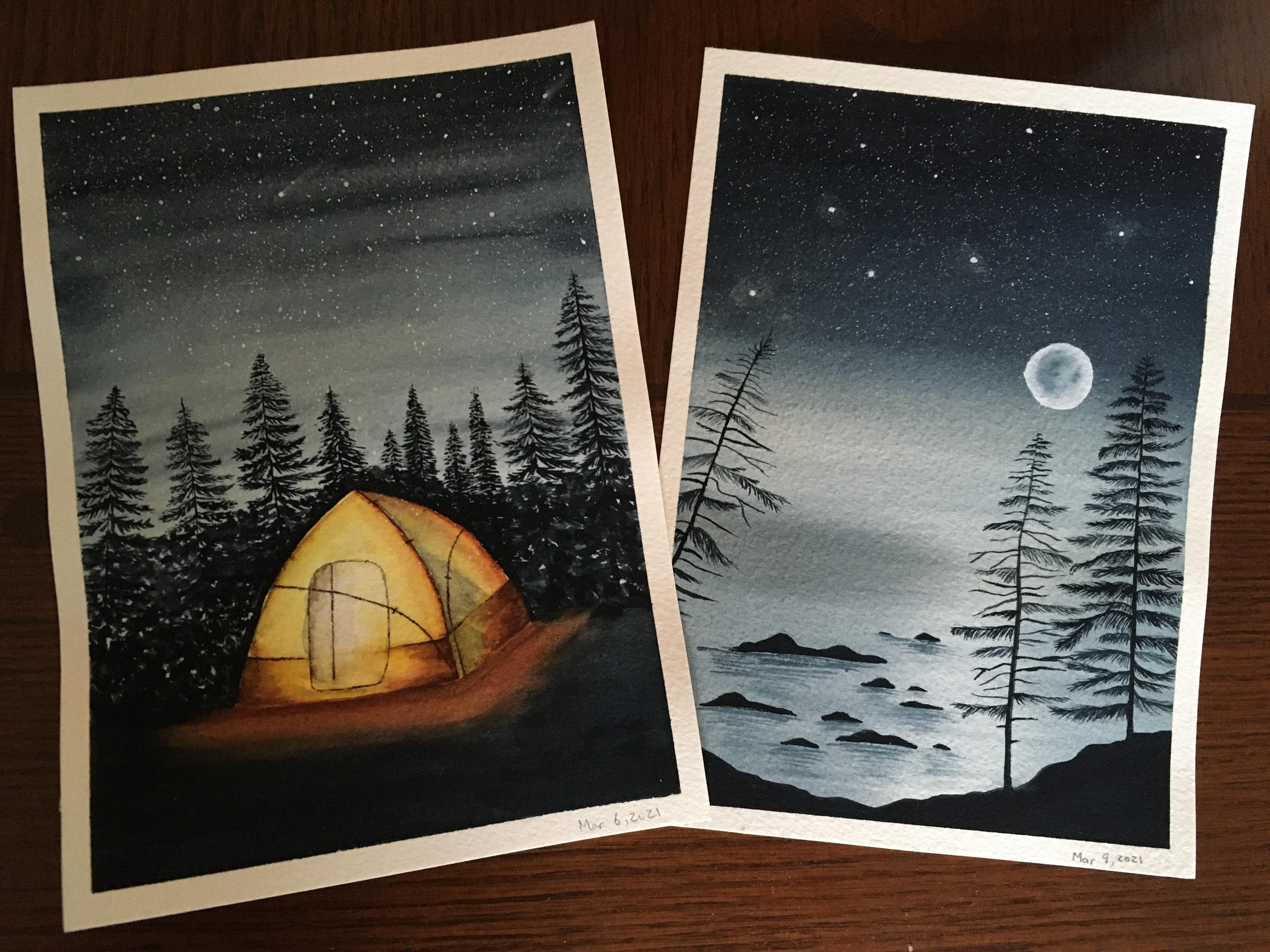 Starry Night Pine Trees - student project