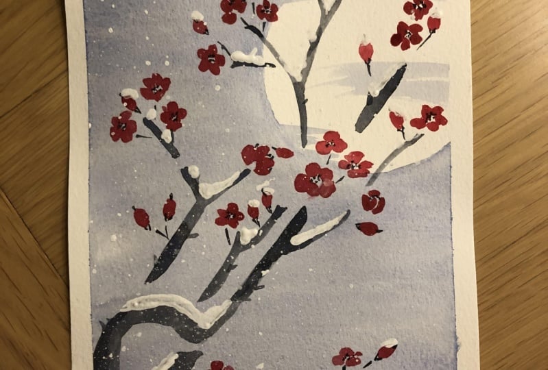 Plum blossoms and snow