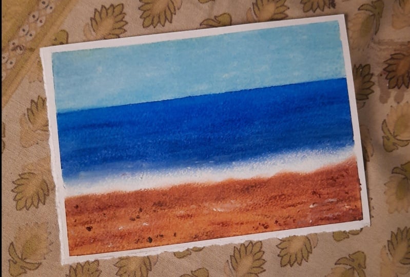 Oil Pastel Beach Landscape