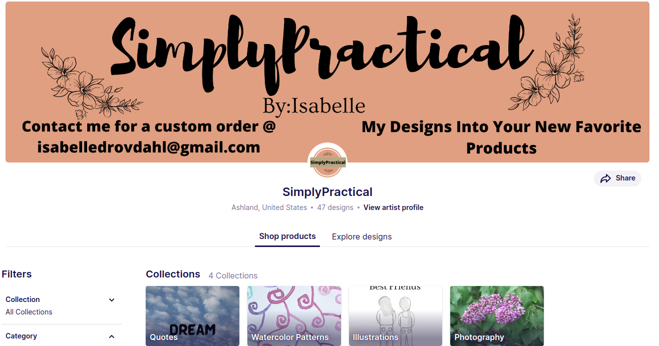 My Redbubble Shop - student project