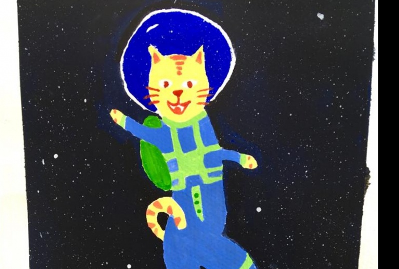 Gouache space cat