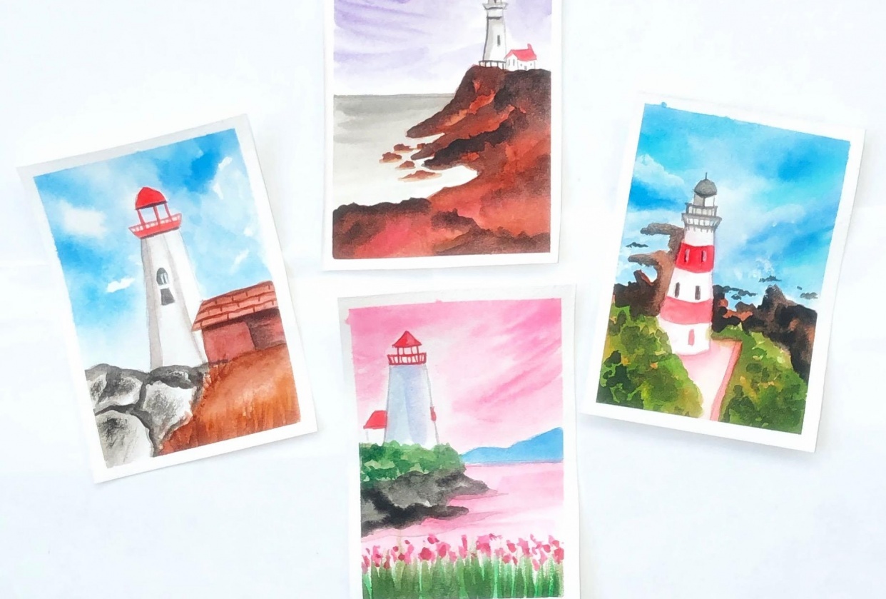 Watercolor Lighthouse - student project