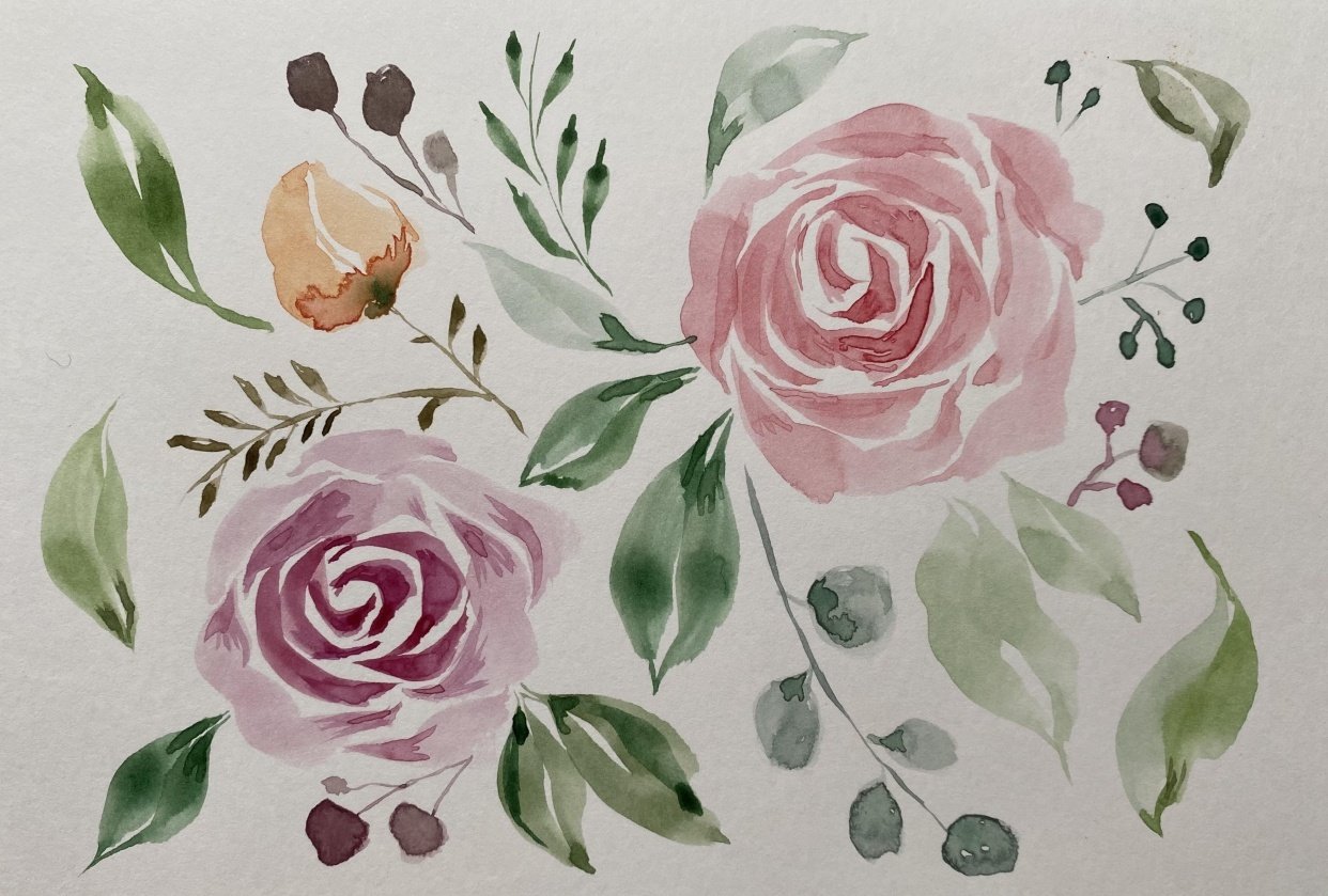 Watercolor Roses - student project