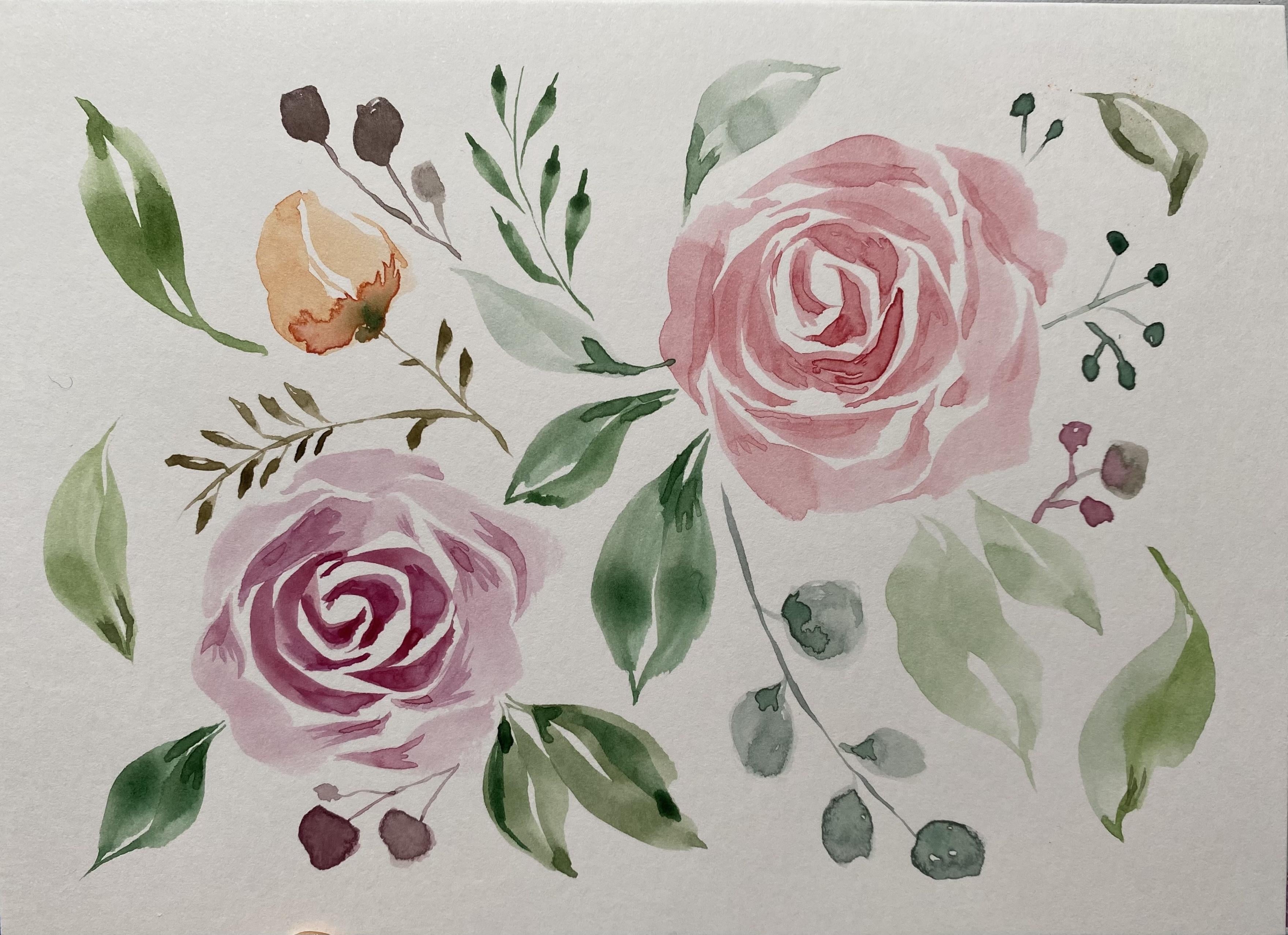 Watercolor Roses - student project