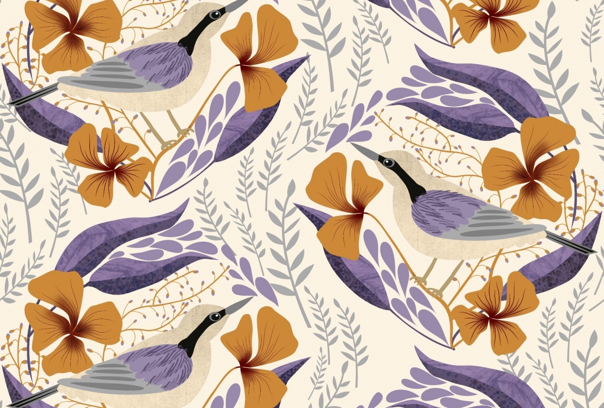 Surface pattern design: ogee pattern in Affinity Designer - student project